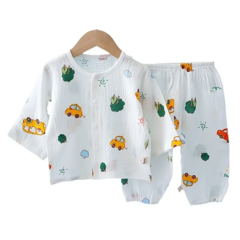 Toddler-Boys-Girls-Casual-Cotton-Pajamas-Set-Breathable-Muslin-Lounge-Wear-Polka-Dot-Soft-Baby-Sleepwear-Outfits