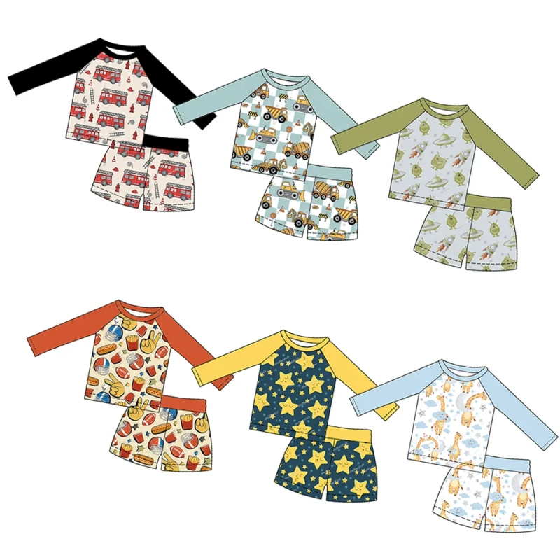 Toddler Boys Ultra Soft Casual Tracksuit with Long Sleeved Top and Shorts Kids Cozy Stretchy Breathable Sleepwear Two Piece