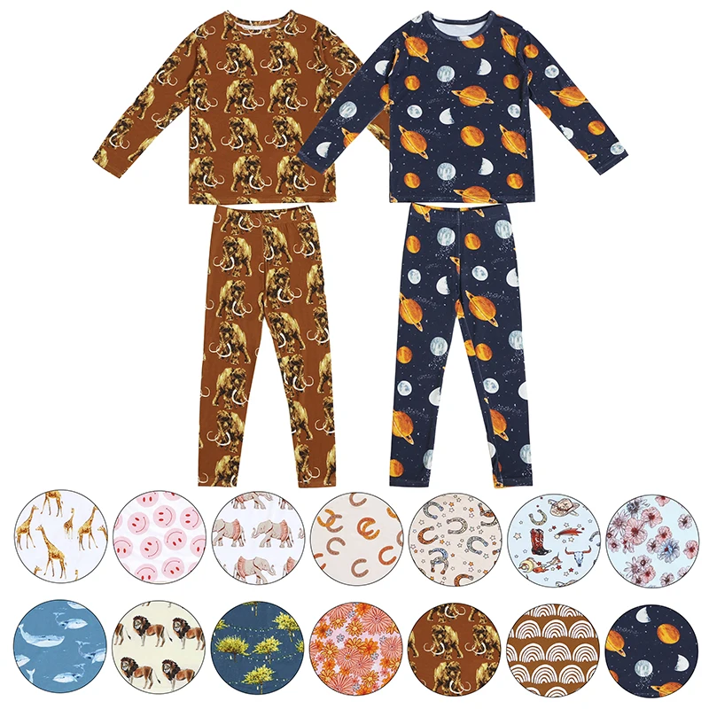 Toddler Clothing Set Winter Bamboo Fabric Sleepwear Children Pajamas Sleepsuit Clothes Outfit Set