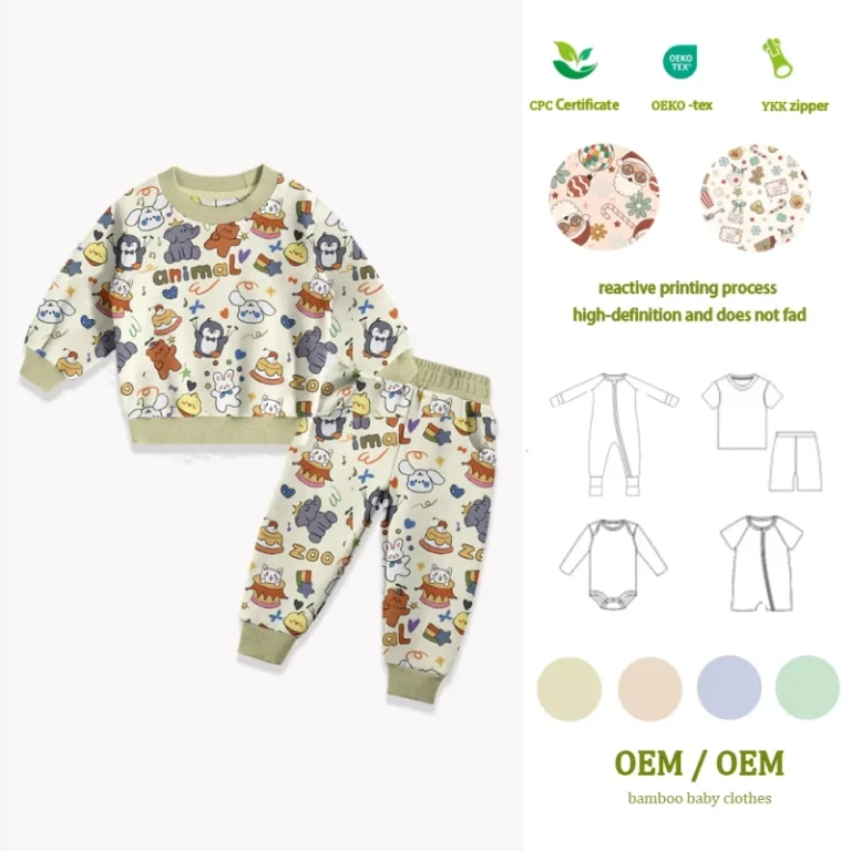 Toddler-Cute-Animal-Pattern-Bamboo-Pajamas-Sleep-Set-Oeko-tex-Certified-Bamboo-Pajamas-Set-for-Nighttime-Lounging