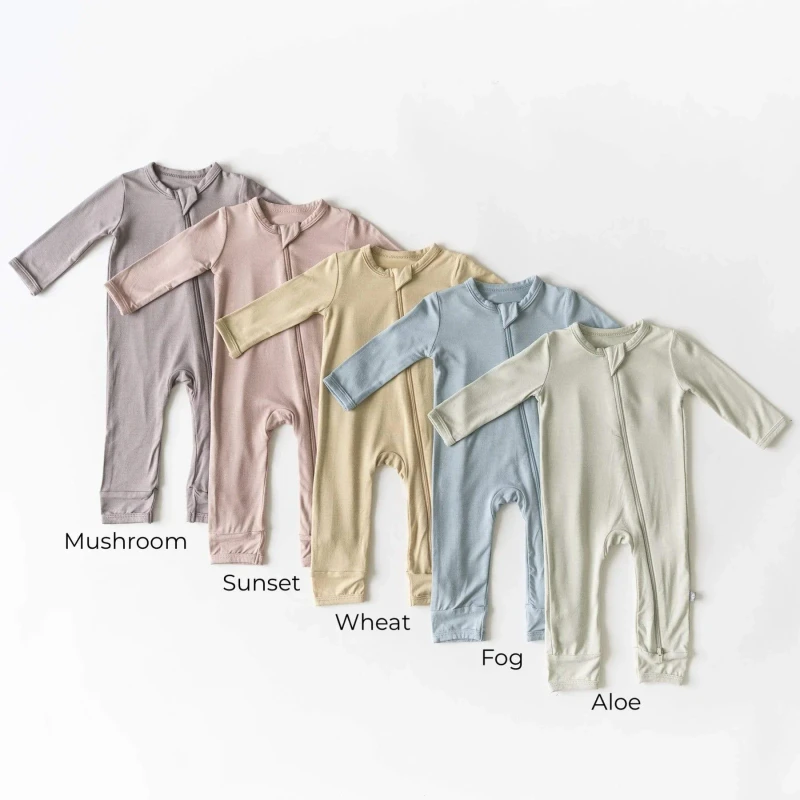 Toddler Girl Boy Sleepsuit Onesie Pajamas Plain Solid Baby Clothes 100% Cotton Organic Romper