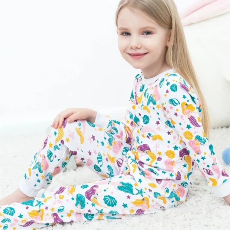 Toddler-Pajamas-Girls-Sleepwear-Childrens-Pajama-Girls-Mermaid-Scallop-Print-Nightwear-Pajamas-for-Girls