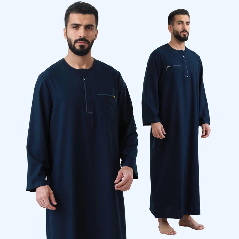 Trend Thobe Men's Saudi Robe Gulf Dishdasha Muslim Traditional Sleeve Islamic Jubba Perform for Daily Wear