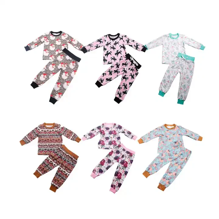 Two-Pieces-Kids-Pajamas-Sets-Christmas-Clothes-High-Quality-Toddler-Baby-Toddler-Girls-Sleepwear-Custom-Pattern