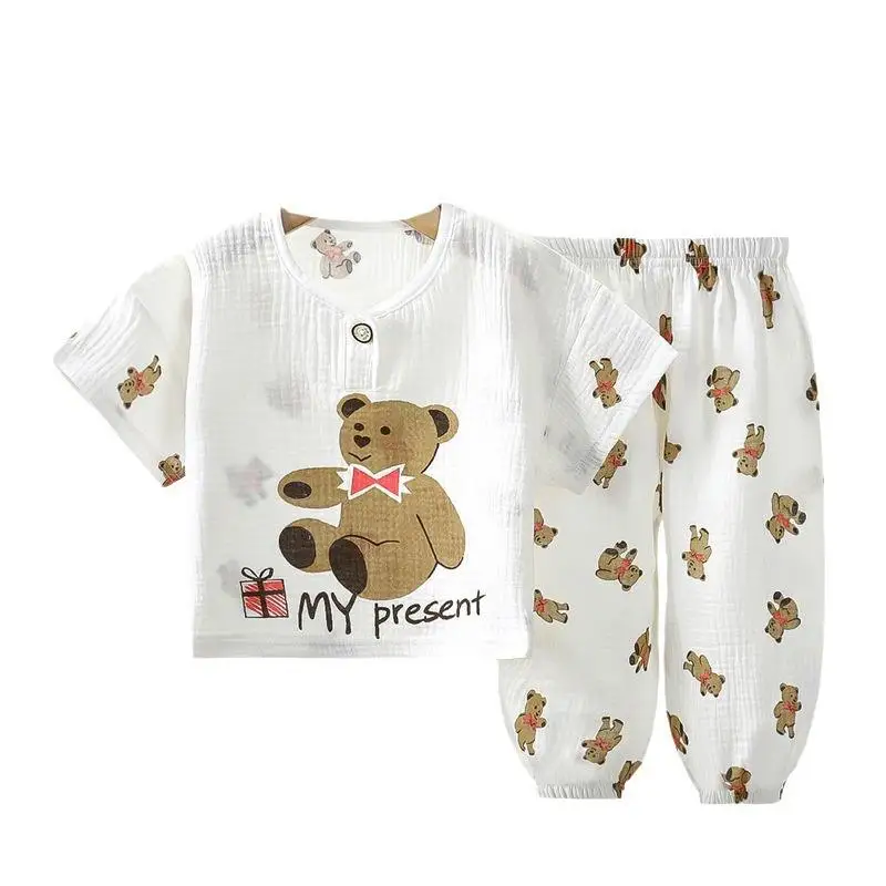 US Made Comfortable Casual Pajamas Set for Boys Girls Pure Cotton Toddler Clothing Featuring Cute Children's Cartoon Model