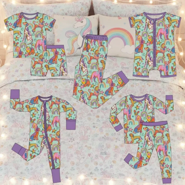 Unicorn-Rainbow-Stars-Print-Bamboo-Kids-Adults-Pajamas-Sets-Onesies-Romper-Comfortable-Spring-Summer-Family-Matching-Sleepwear