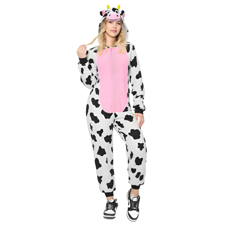 Unisex Adult Onesie Halloween Costume Animal Theme Pajamas Cosplay with Skirts One Piece Sleepwear for Women and Men