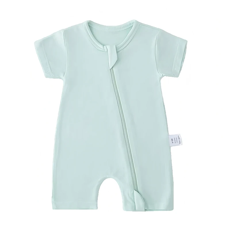 Unisex Baby Infant Short Sleeve Zipper Bamboo Viscose Spandex Onesie Jumpsuit Sleepwear Pajamas Kid Toddler Rompers Clothes