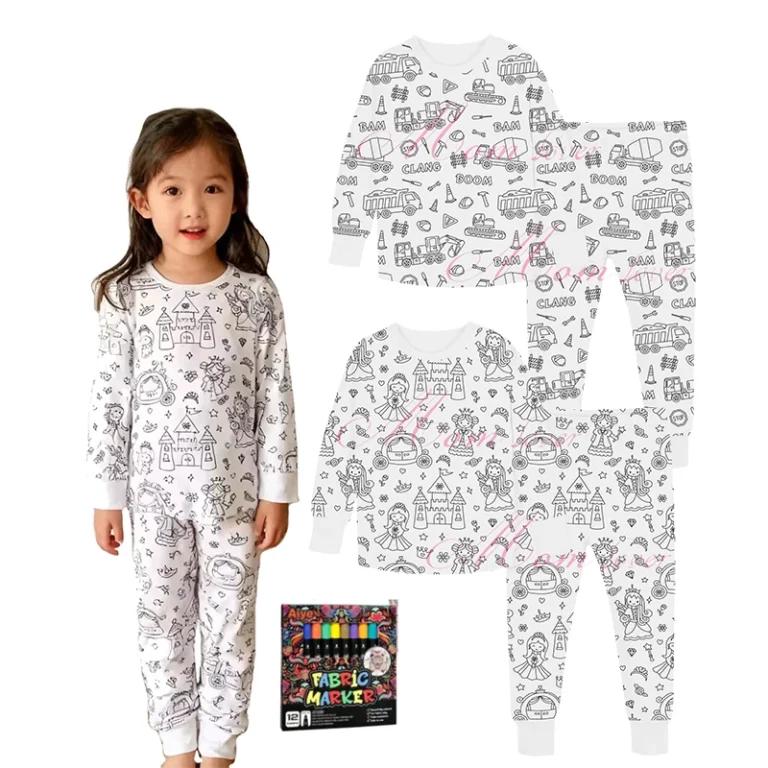 Unisex-Cartoon-Coloring-Pajamas-Set-for-Toddlers-Kids-Birthday-Sleepwear-Kids-Summer-Pjs-Breathable-Comfortable-Sleepwear