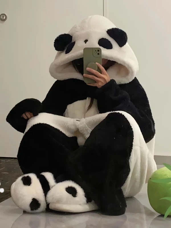 Unisex-Cartoon-Cosplay-Panda-Hooded-Kigurumi-Onesie-Pajamas-Polyester-Comfortable-Adult-Cosplay-Party-Christmas-Costume