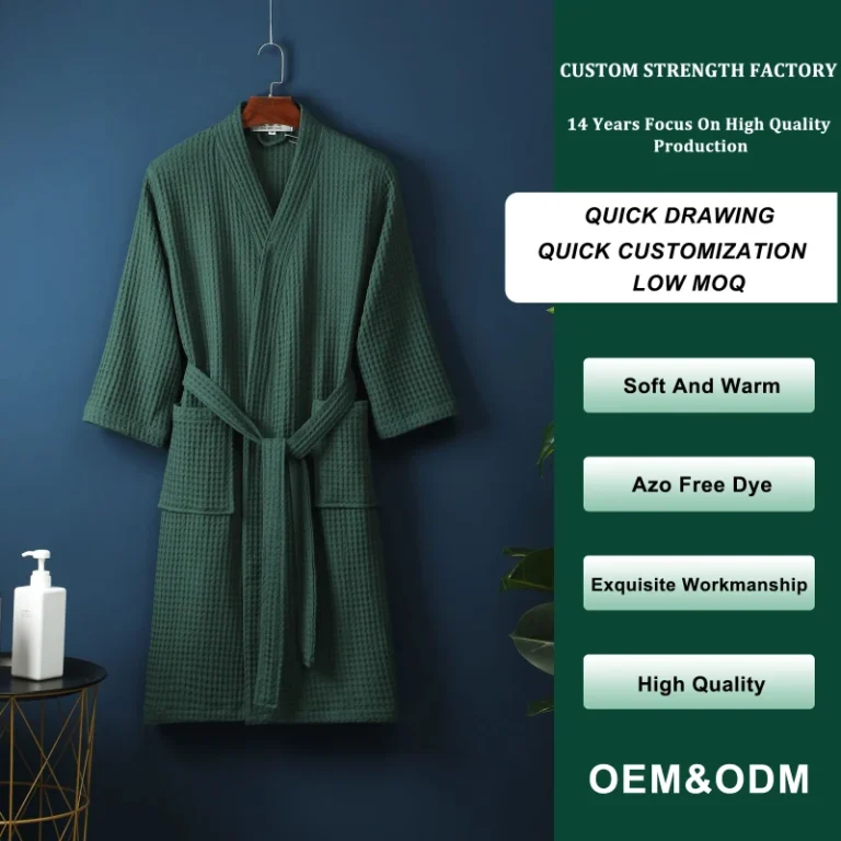 Unisex-Luxury-Lightweight-100-Cotton-Waffle-Bath-Robe-Soft-Sleepwear-Bathrobe-for-Men-and-Womens-Spa-Hotel-Use-for-Summer