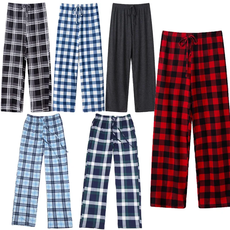 Unisex Men's and Women's Casual Stretch Plaid Pajama Pants With Pockets Cozy Comfortable Lounge Pants for Autumn Winter Summer