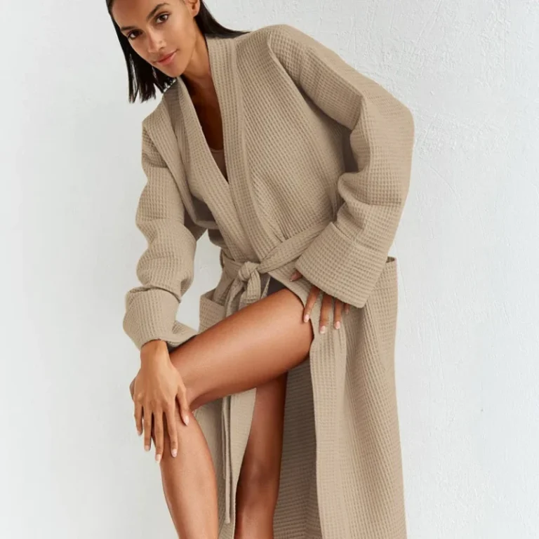 Unisex-Sleepwear-Waffle-Bathrobe-Solid-Color-Customized-Embroidery-Logo-Spa-Hotel-Robe