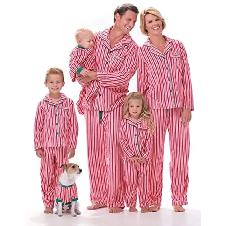 Unisex-Soft-Striped-Button-Christmas-Pajamas-Outfits-Long-Sleeve-Parent-Child-Home-Wear-Turn-Down-Collar-Fashionable-Winter