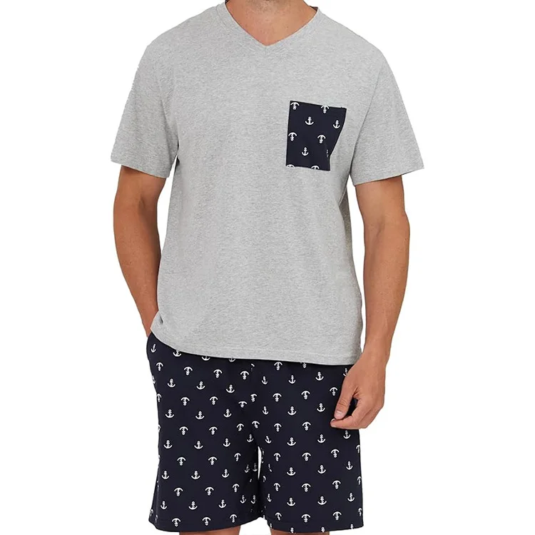 Unisex Summer Short Sleeve Sets T-Shirt and Sweat Shorts for Men and Ladies Clothing Set Pajama Suit Lounge Pajamas