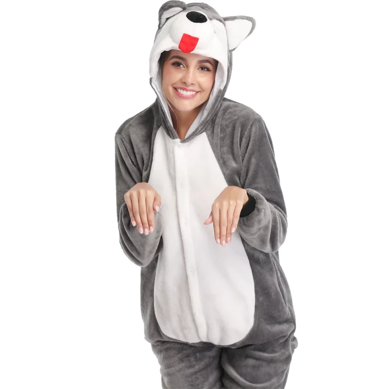 Unisex Unicorn Cartoon Cosplay Hooded Onesie Pajamas Polyester Adult Costume Sleepwear