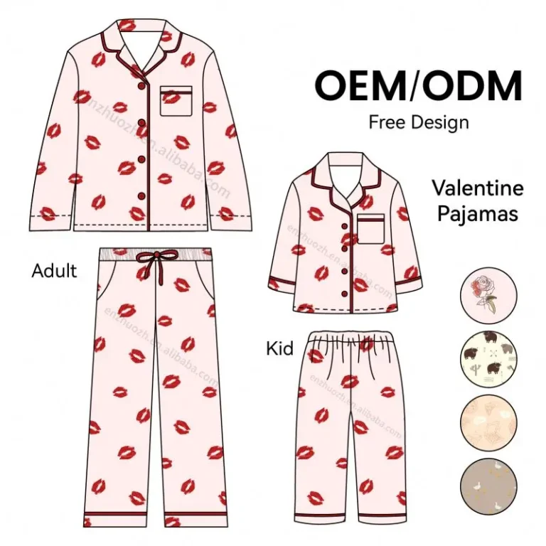 Valentines-Day-Spring-Bamboo-Baby-Boys-Family-Matching-Pajamas-Mommy-and-Me-Eco-Friendly-OEM-Manufacturer