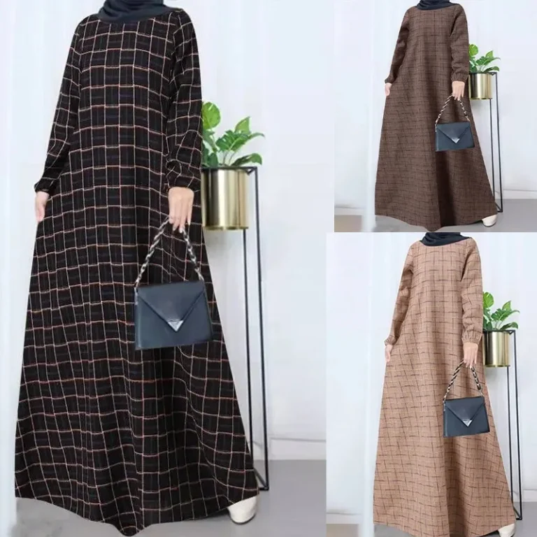 WD595-Womens-Retro-Long-Sleeved-Floral-Sweetheart-Neck-Ankle-Length-Beaded-Anti-static-Casual-Loose-Robe-Muslim-Abaya-Spring