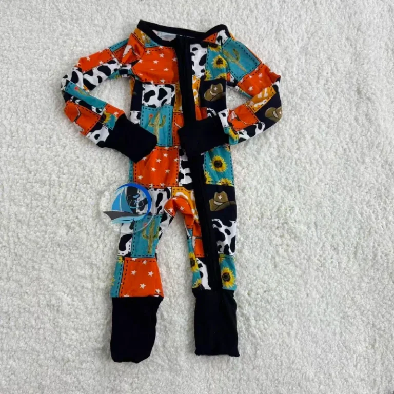 Western-Print-Kids-Zipper-Pajamas-Long-Sleeves-Baby-Toddler-Baby-Pajamas-Clothing