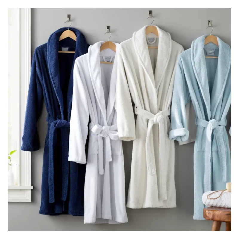 White Bath Rope Ladies Bath Rope Dressing Gown Bathrobe White Hotel Women's Sleep Wear Cotton Long Terry Robes