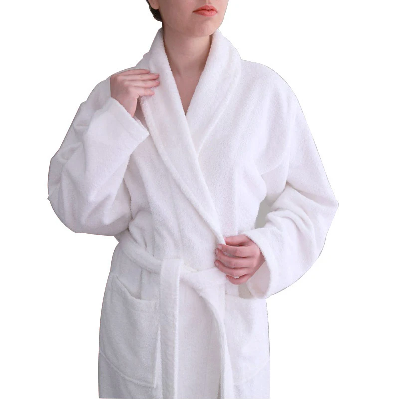 White Coral Velvet Bathrobe Luxury Hotel Spa Beauty Thick Solid Color Woven Technique Eco Friendly Soft Home