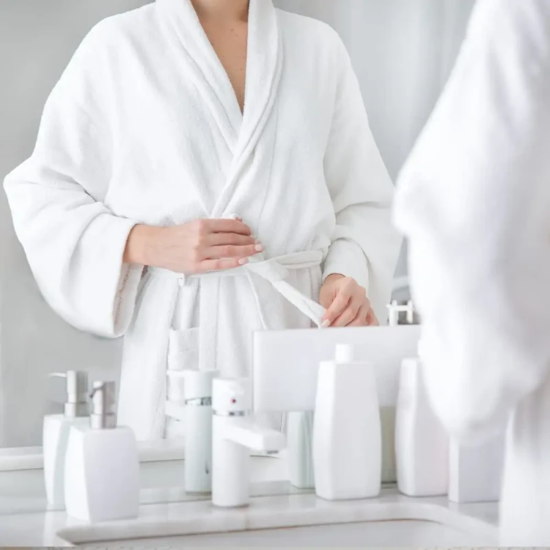 White Hotel Men Women Winter Kimono Bathrobe Unisex Customized Cotton Terry Pajamas