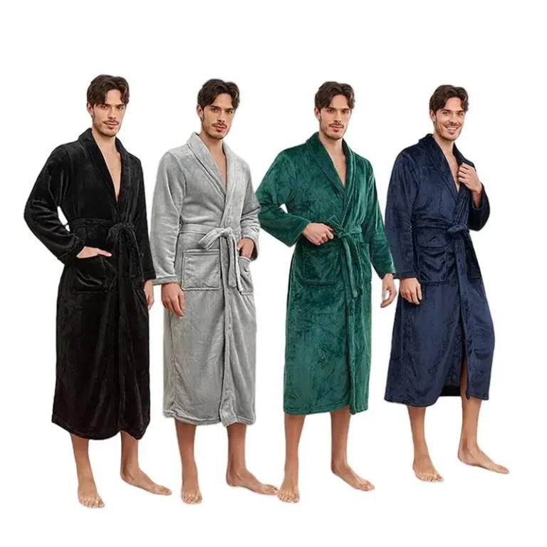 Winter-5-Star-Hotel-Plush-Hooded-Fleece-Long-Bathrobes-Pyjamas-Men-Sleepwear-Bath-Robe