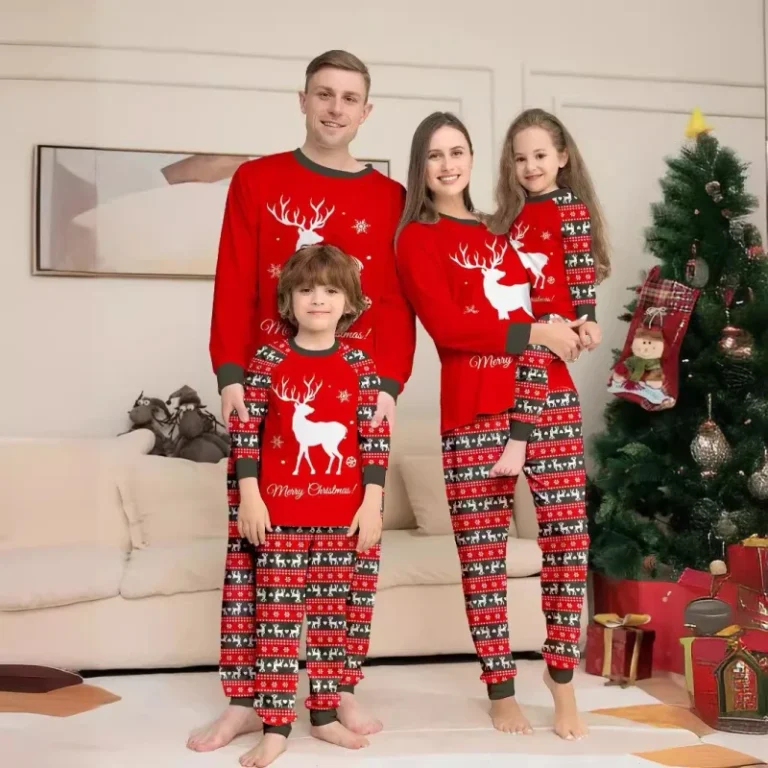 Winter-Casual-Reindeer-Print-Long-Sleeve-Unisex-Parent-Child-Family-Matching-Pajama-Set