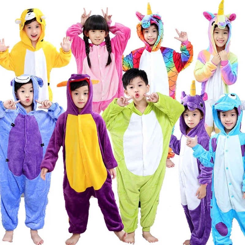 Winter Custom Christmas Children Kids Animal Onesie Pajama With Hood