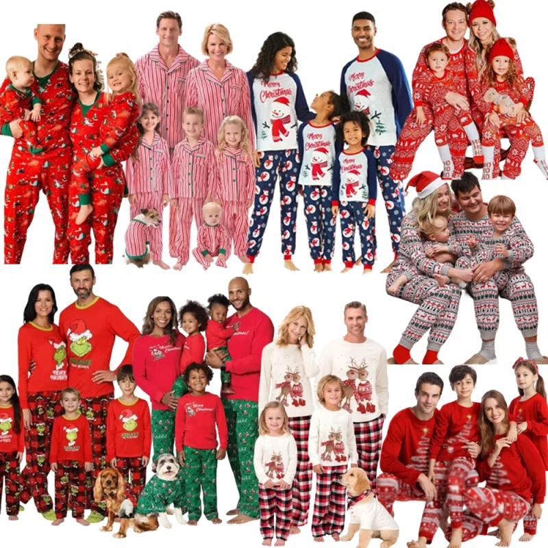 Winter Family Matching Outfits Long Sleeve Christmas Stocking Family Clothing Sets Family Christmas Pajamas
