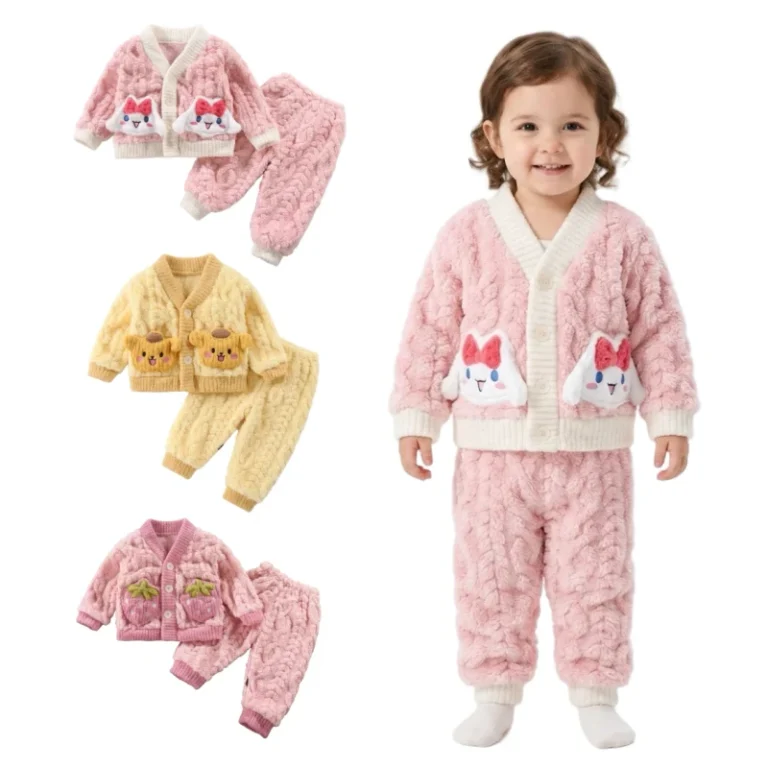 Winter-Girl-Soft-Button-Embroidery-Animal-Baby-Pajamas-Set-2pcs-Cute-Cartoon-Warm-Suit-Toddler-Polyester-Cotton-Long