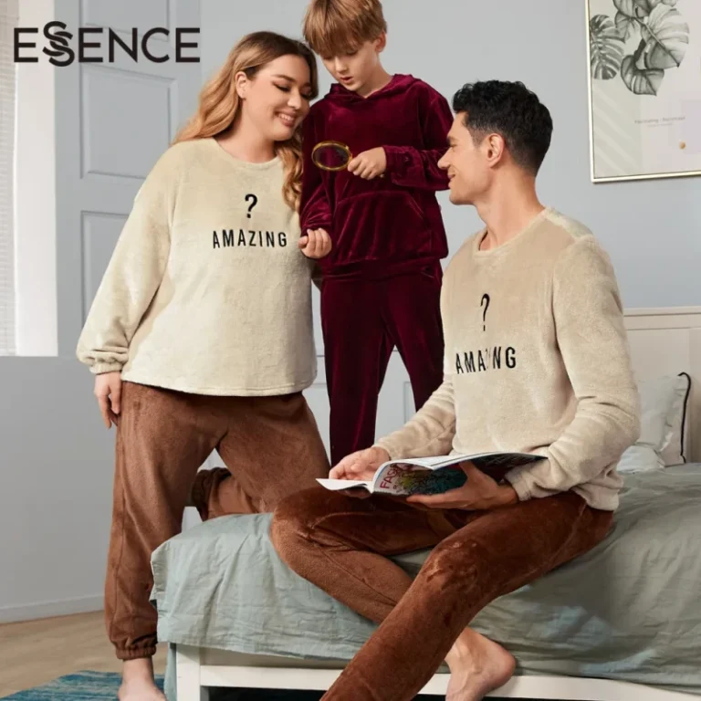 Winter-Long-Fleece-Tops-Pants-Matching-Pyjamas-Velvet-Cozy-Women-and-Men-Velvet-Family-Pajama-Sets