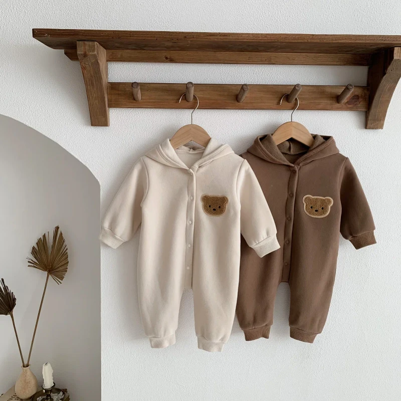 Winter Newborn Baby Onesie Crawler Pajamas Suit 2-Piece Set 95% Organic Cotton 5% Spandex Pullover Closure Active Wear