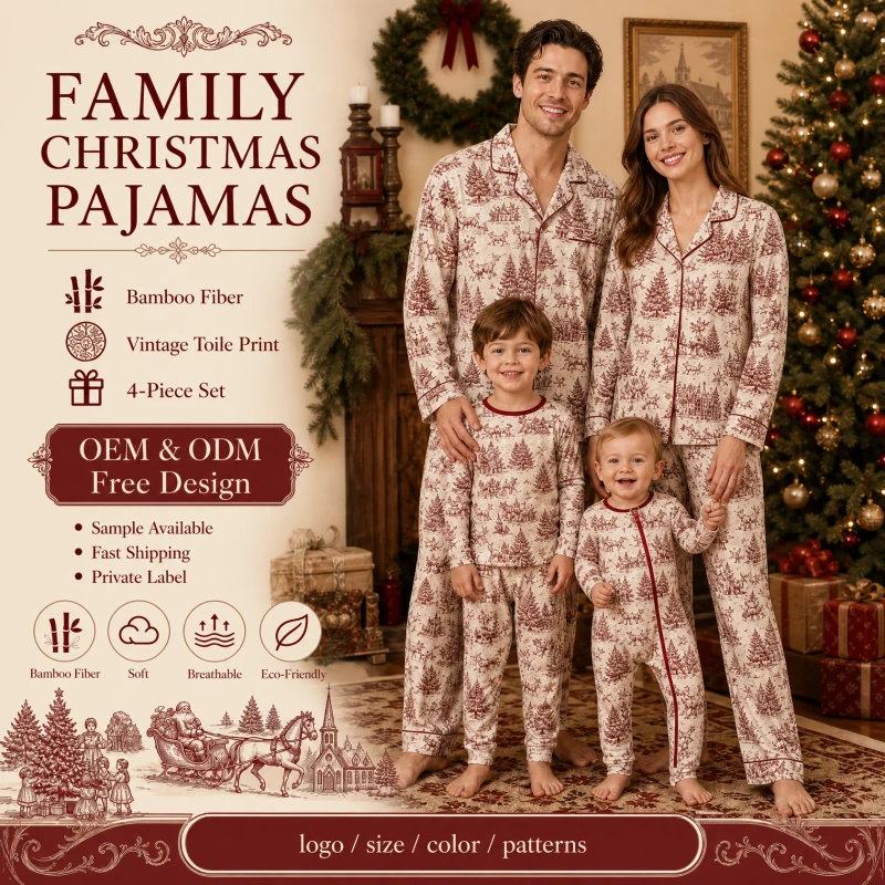 Winter Snowman Family Matching Pajamas Bamboo Viscose Christmas Tree Holiday Sleepwear Custom