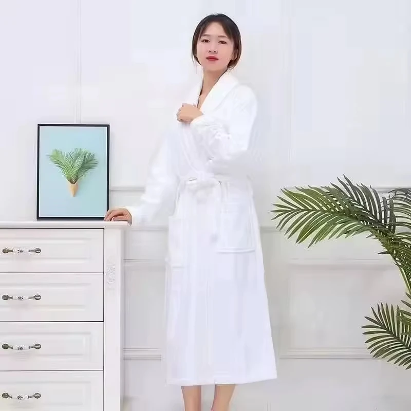 Winter Thickened Flannel Pajamas Men's and Women's Warm Bathrobes Household Clothes for Lovers