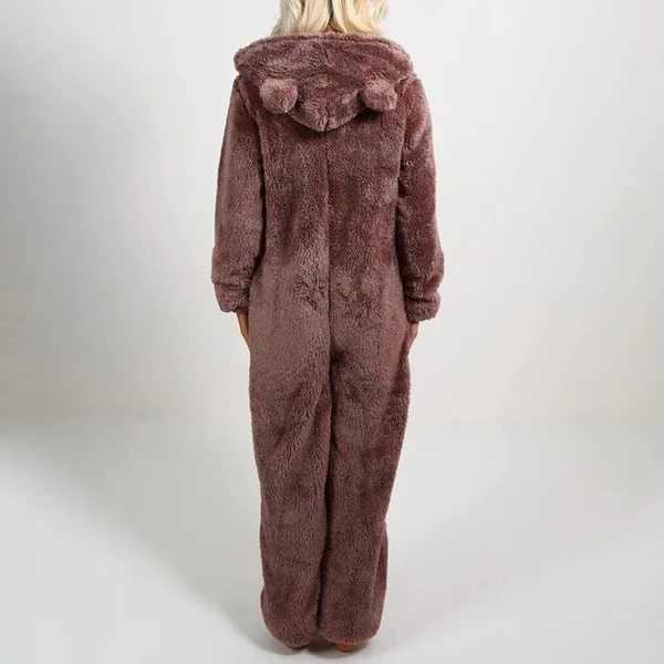 Winter Warm Pyjamas Women Onesies Fluffy Fleece Jumpsuits Sleepwear Overall Hood Sets Pajamas for Women Adult