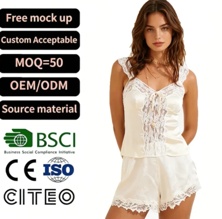 Women-Lace-Trim-Satin-Camisole-Shorts-Set-Sexy-Sleepwear-Lounge-Wear-Bow-Sleeveless-Top-Soft-Breathable-Fabric-Summer-Nightwear