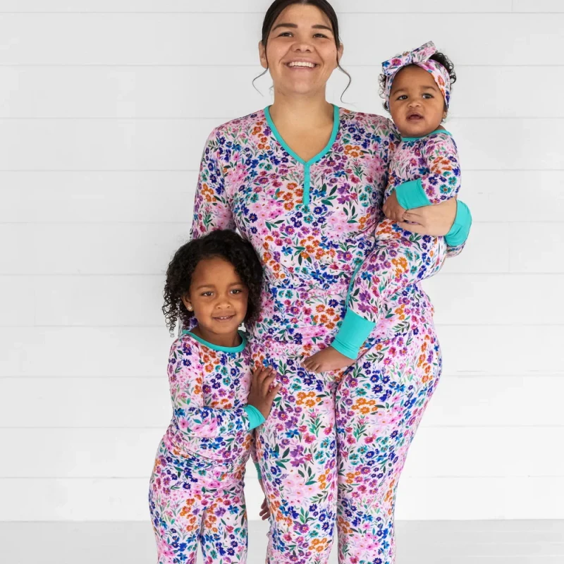 Women Loungewear Home Wear Sets Knitted Mens Sleepwear Family Matching Spring Summer Clothing Knitted Bamboo Pajamas