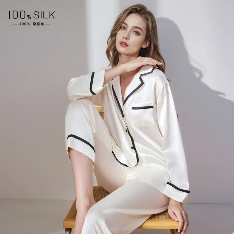 Women Luxury Pajama Sets Pure Silk Women's Casual Sleepwear Loungewear New Design Silk Pajamas 100% Silk Pajamas for Women