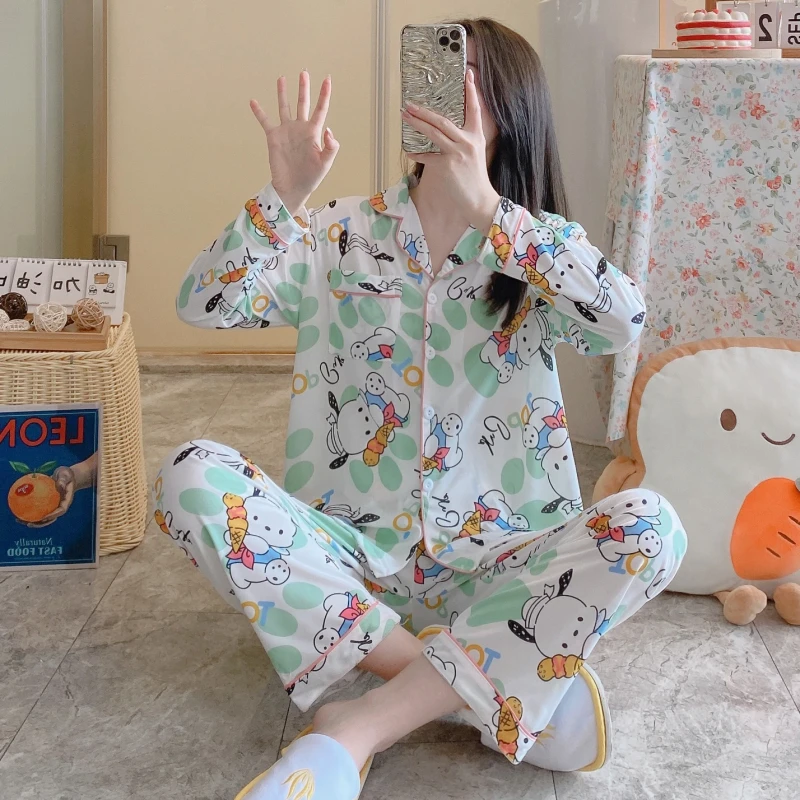 Women Pajama Sleepwear Long Sleeve One Piece Cute New Design Set Spring Autumn Pijamas Woman Pajamas