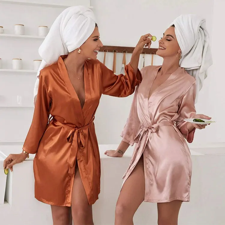 Women Sleepwear Sexy Nightdress Custom logo 100% Pure Mulberry Silk Robes Women