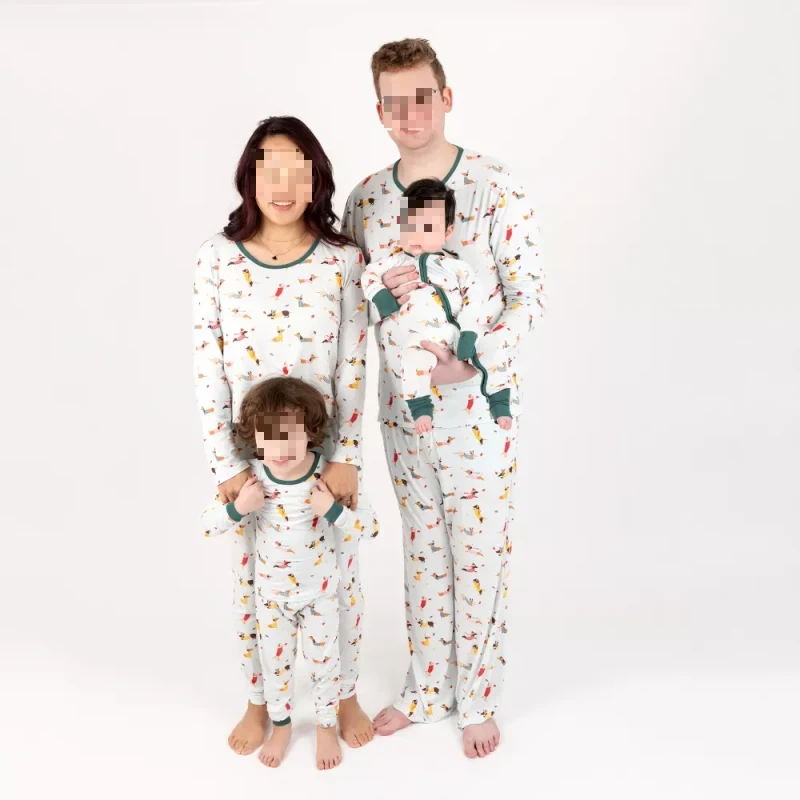 Women Two Piece Bamboo Matching Family Pajamas With Cute Design