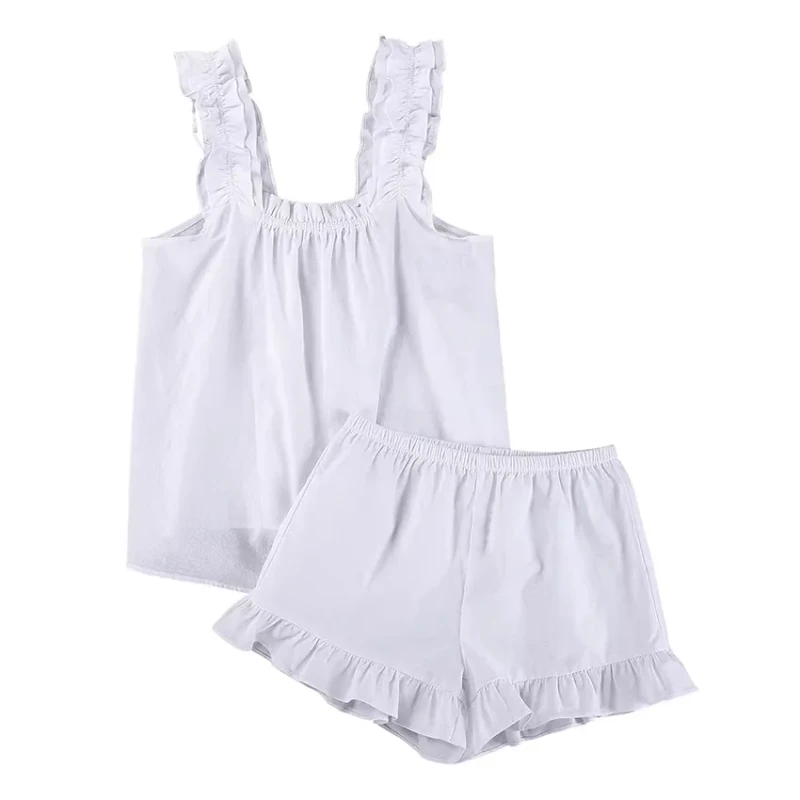 Women's 100% Cotton Quick Dry Breathable Short Sleeveless Casual Sleepwear with Elastic Waist Shorts