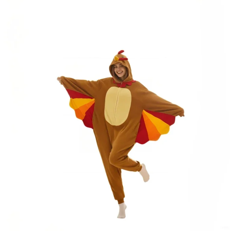 Womens-Adult-Turkey-Costume-for-Thanksgiving-One-Piece-Animal-Pajamas-with-Skirts-Cosplay-Turkey-Onesie-1