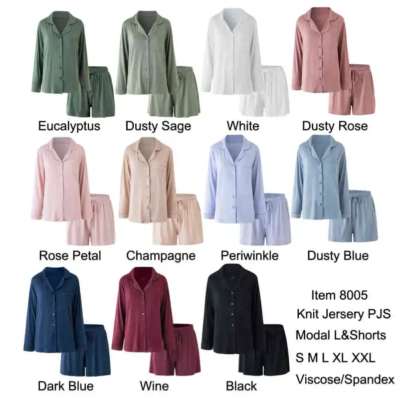 Women's Casual Long Sleeve Long Leg Pajamas, Plus Size Nightdress