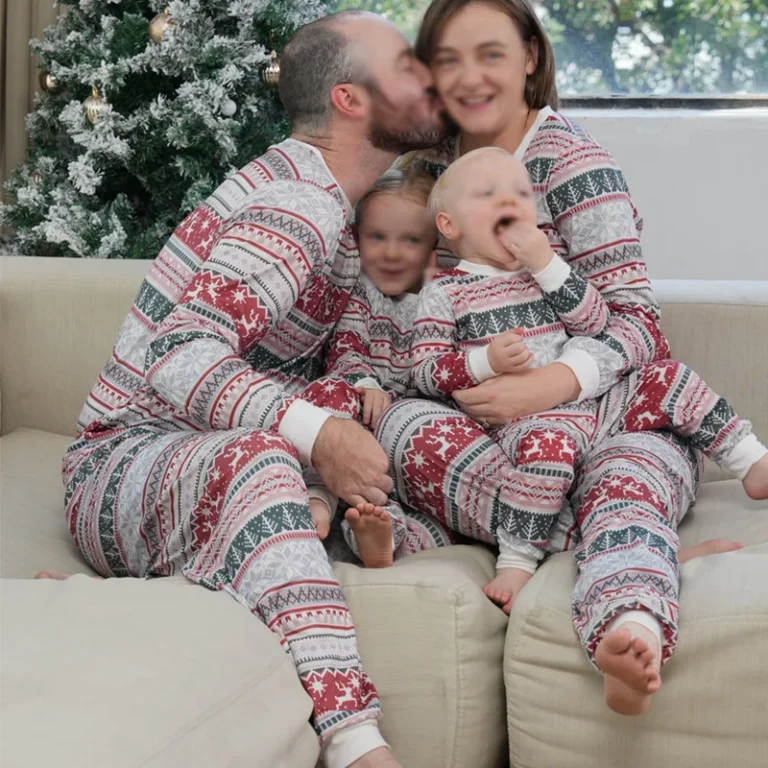 Womens-Christmas-Car-Pattern-Long-Sleeve-Long-Pants-Bamboo-Pajamas-Set-Matching-Family-Outfits-Loungewear-Women-Sets