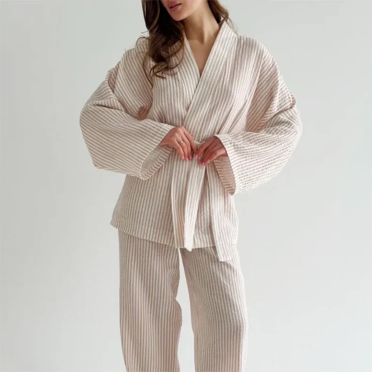 Womens-Comfortable-Loose-Cotton-Stripe-Breathable-Winter-Robes-with-Drawstring-Closure-for-All-Seasons
