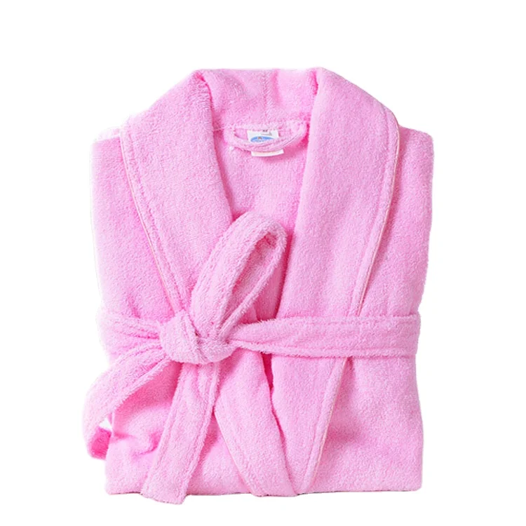 Women's Dressing Gown 100% Pure Cotton Pink Terry Bath Robe With Logo
