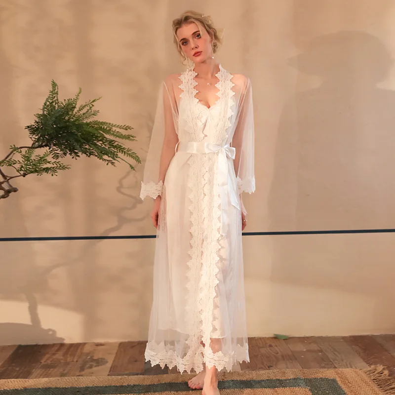 Women's Elegant Camisole Nightdress and Robe Set High-end Sexy Long Homewear for Women