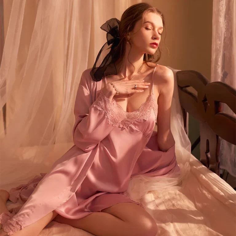 Womens-Elegant-Sexy-Breathable-Sleeveless-Camisole-Nightdress-Two-Piece-Set-Summer-Robe-Thin-Pajamas
